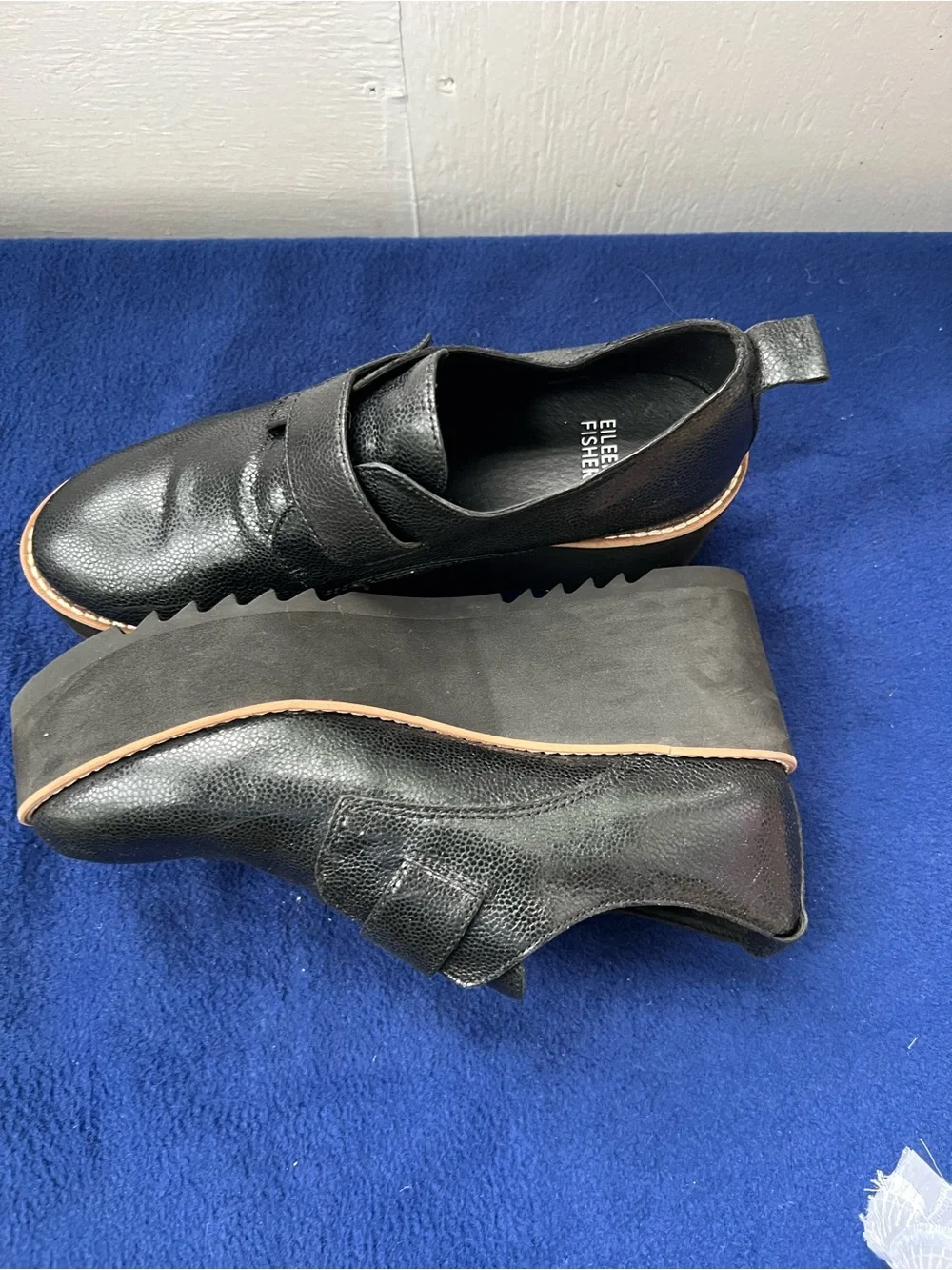 Eileen Fisher Zola Black Platform Oxfords
